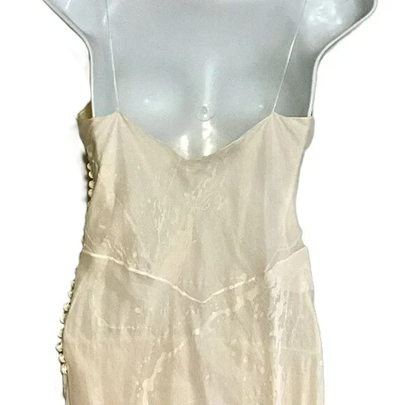 Christian Dior Boutique Paris Vintage Silk Slip Maxi Dress-Lace Panels-FR 36 - Picture 4 of 11